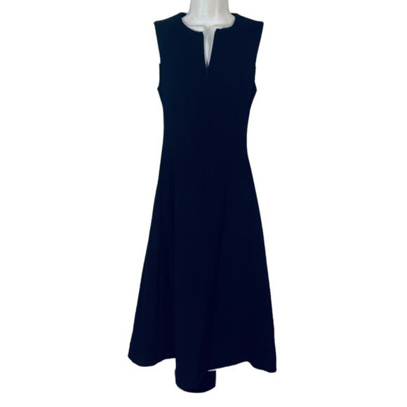 Cos Flared Midi Minimalist Fit & Flare Dress in Black Sz 2 Sleeveless w Pockets - Picture 5 of 9
